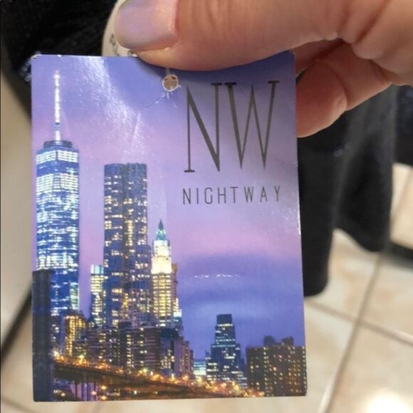 R&M Richards Navy Shimmer Drape Back Dress, 10 - Picture 4 of 7